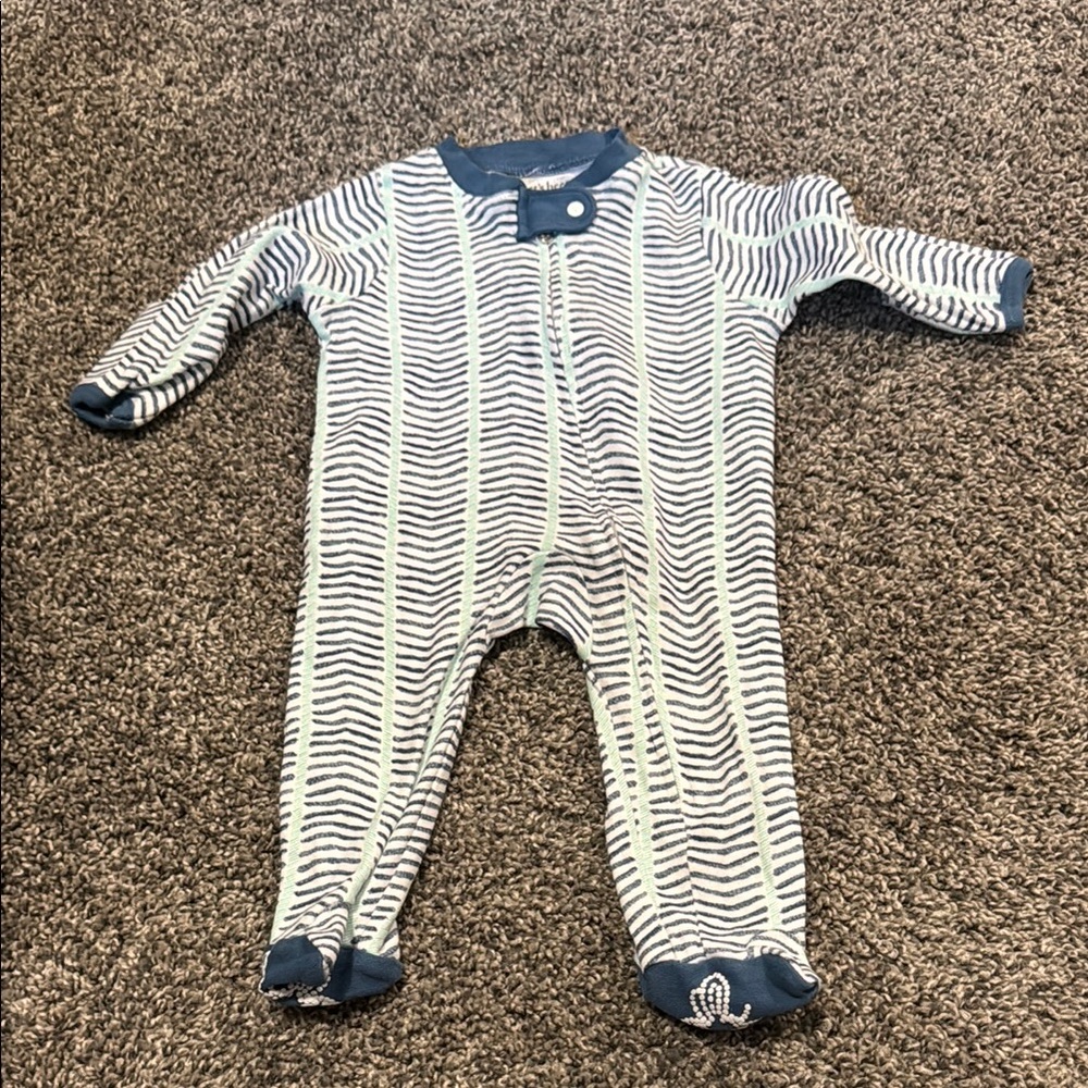Burt's Bees Blue and White Striped Footies